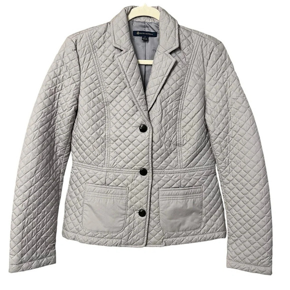 Brooks Brothers Quilted Blazer Jacket Light Grey 2 Fall Winter Classic Preppy - Picture 1 of 5